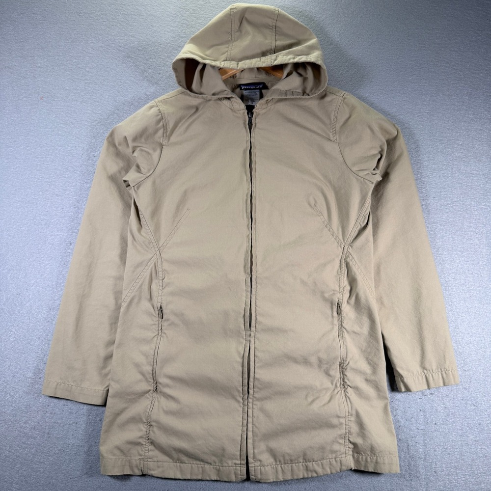 Vintage Patagonia Women's Beige Hooded Full Zip Jacket Coat Size 10 USA Made